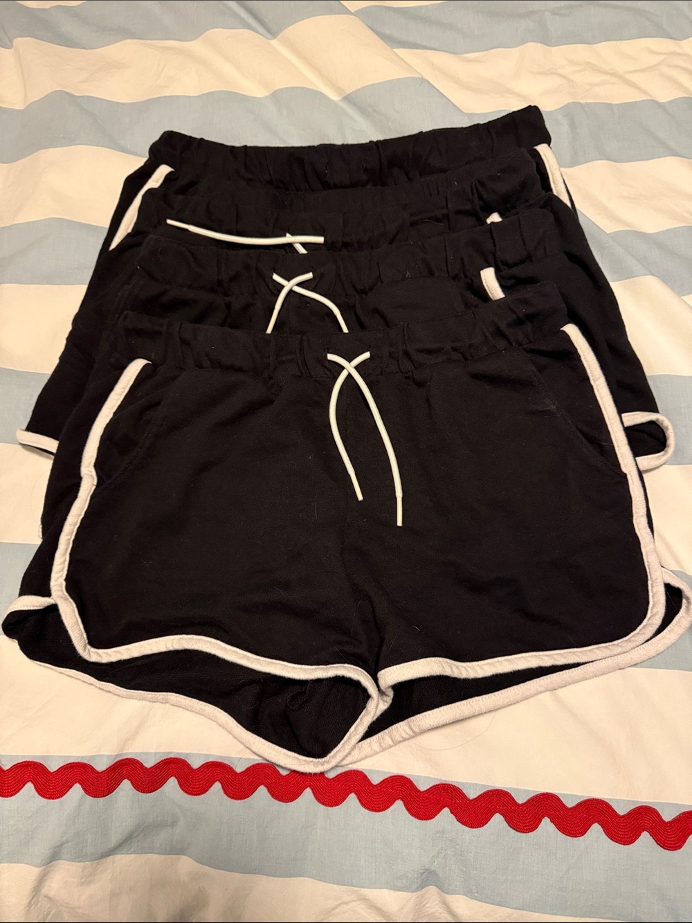 Old Navy Black Athletic Shorts with White Trim set of 4